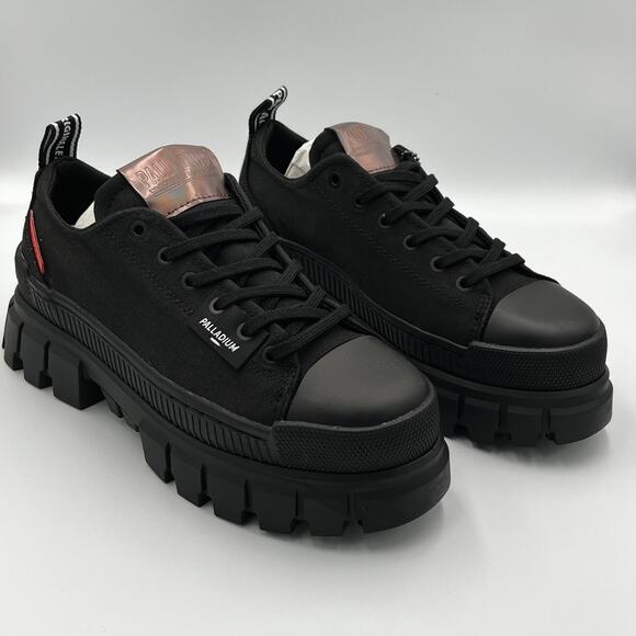 NWB Palladium Black Revolt Lo Tx Low Top Sneakers Women's Size 8 - Picture 1 of 8